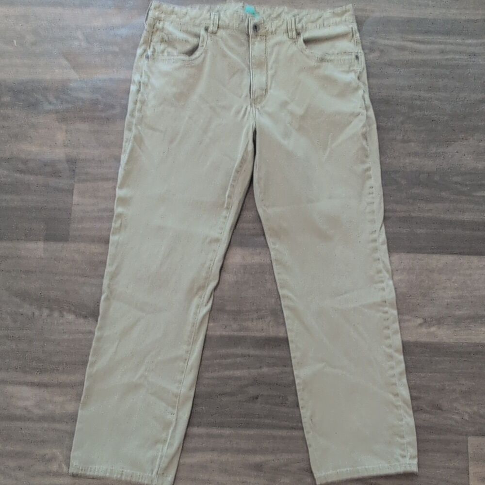 Tommy Bahama Men's Beige Twill Stretch Flat Front Straight Leg Pants 38